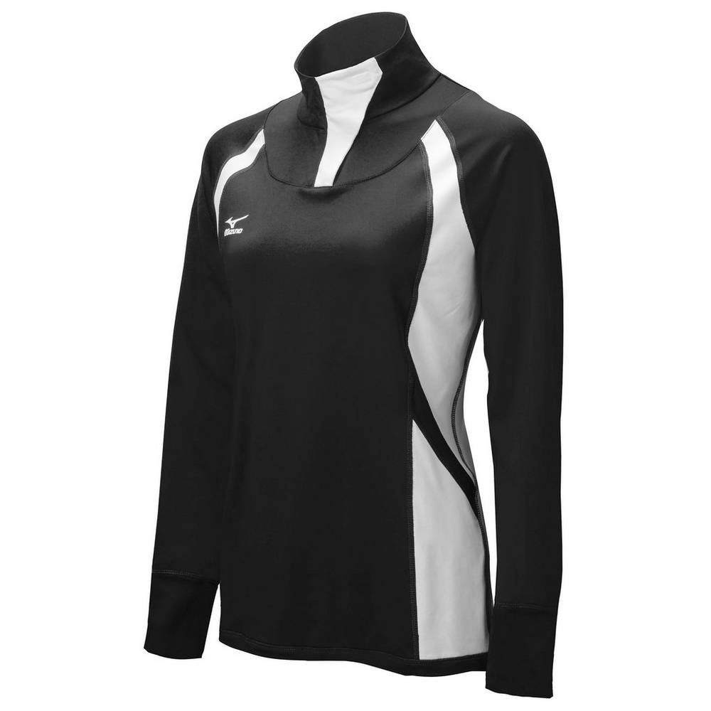 Mizuno Nine Collection: Drive Half-Zip Női Jacke Fekete/Fehér FJG721586